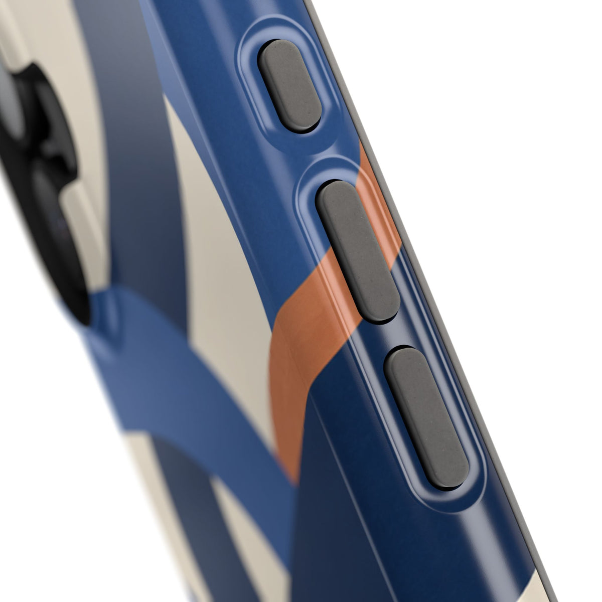 Indigo Loom MagSafe Phone Case – Blue & Ivory Abstract Woven Pattern