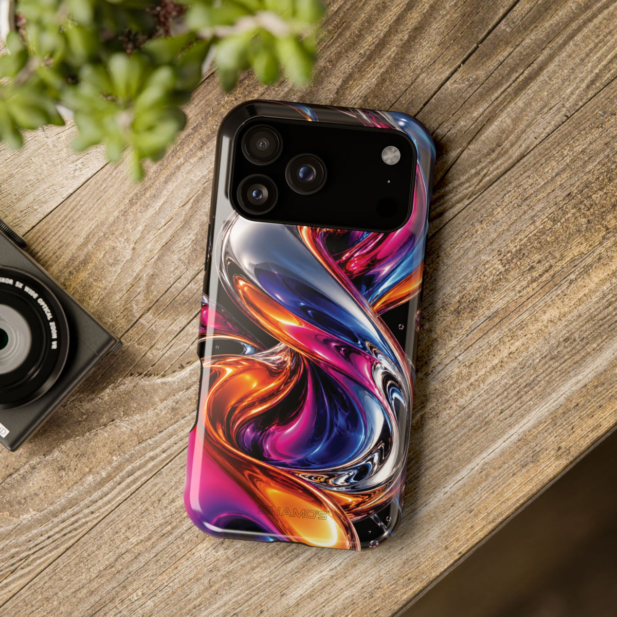 Liquid Aurora MagSafe Phone Case – Colorful Chrome-Effect Swirls | Glossy