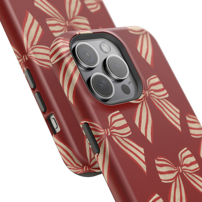 Holiday Red Bow iPhone Case — Impact‑Resistant iPhone Cover with MagSafe compatibility