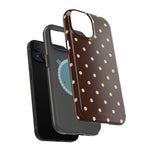 Polka Dot iPhone Case — Brown & Cream MagSafe Protective Cover