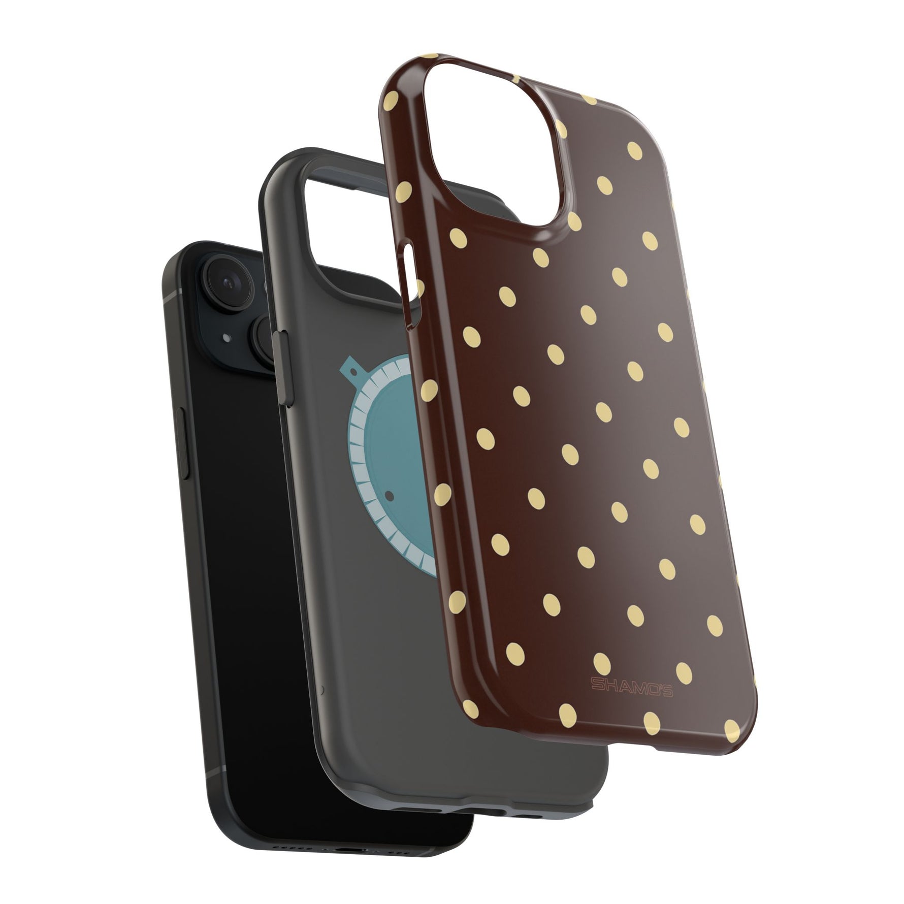 Polka Dot iPhone Case — Brown & Cream MagSafe Protective Cover