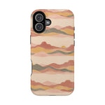 Sunset Trails – Desert Landscape MagSafe Phone Case, glossy iPhone 16 Plus, rear view