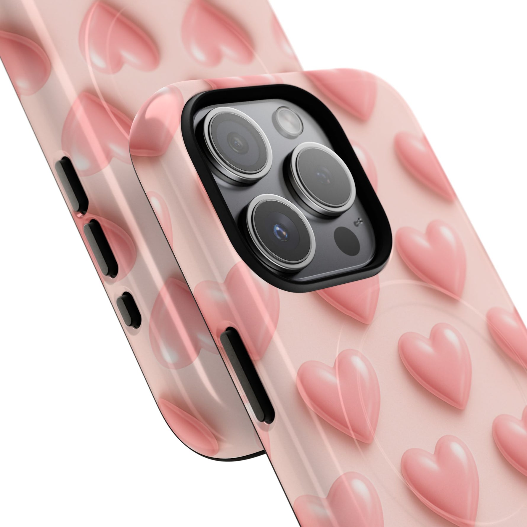Baby Pink Pearl Hearts 3D iPhone Case | MagSafe - Shamo's