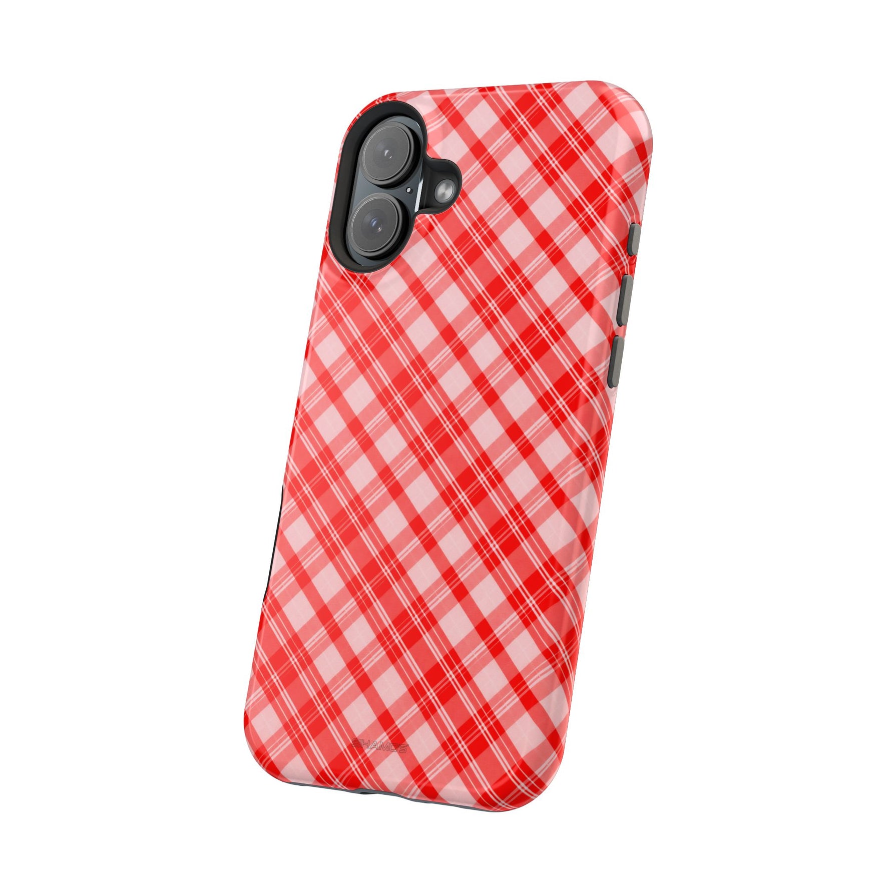 Red Plaid Magnetic Impact-Resistant iPhone Case | MagSafe