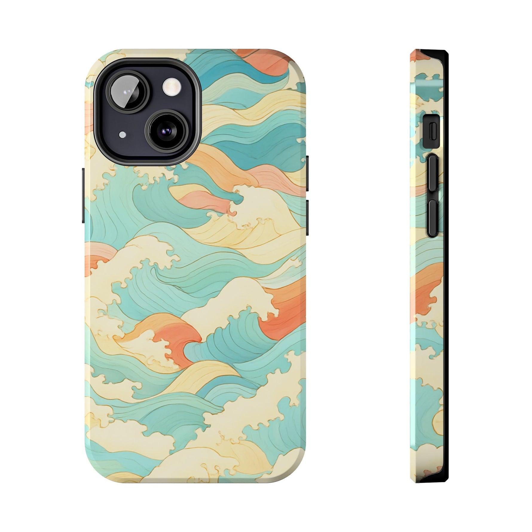 Ocean Wave Tough Phone Case — Pastel Retro Surf Pattern  Shamo's iPhone 13 Mini