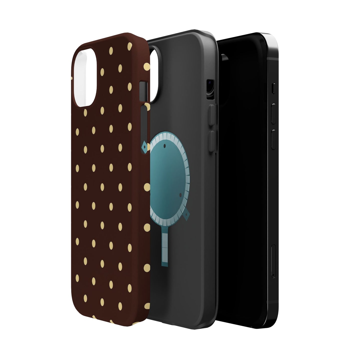 Polka Dot iPhone Case — Brown & Cream Protective Cover with MagSafe compatibility