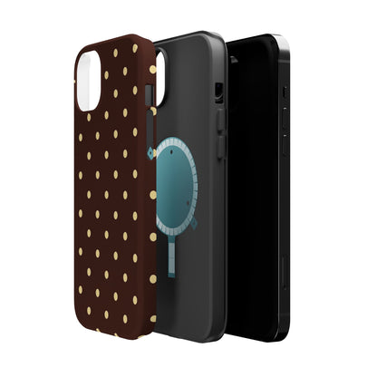 Polka Dot iPhone Case — Brown & Cream Protective Cover with MagSafe compatibility