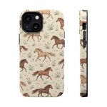 Wild Mustangs – Western Horse Pattern MagSafe Phone Case, glossy iPhone 13 Mini, rear and side profile