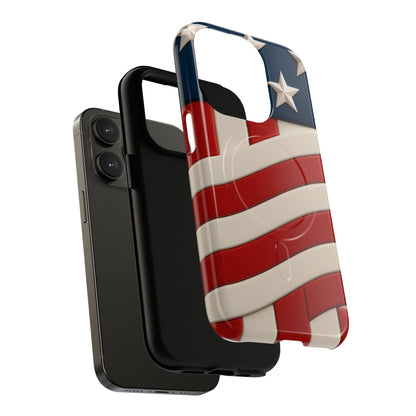 Patriotic iPhone Cases - MagSafe Tough American Flag Design