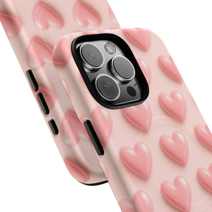 Baby Pink Pearl Hearts 3D iPhone Case | MagSafe