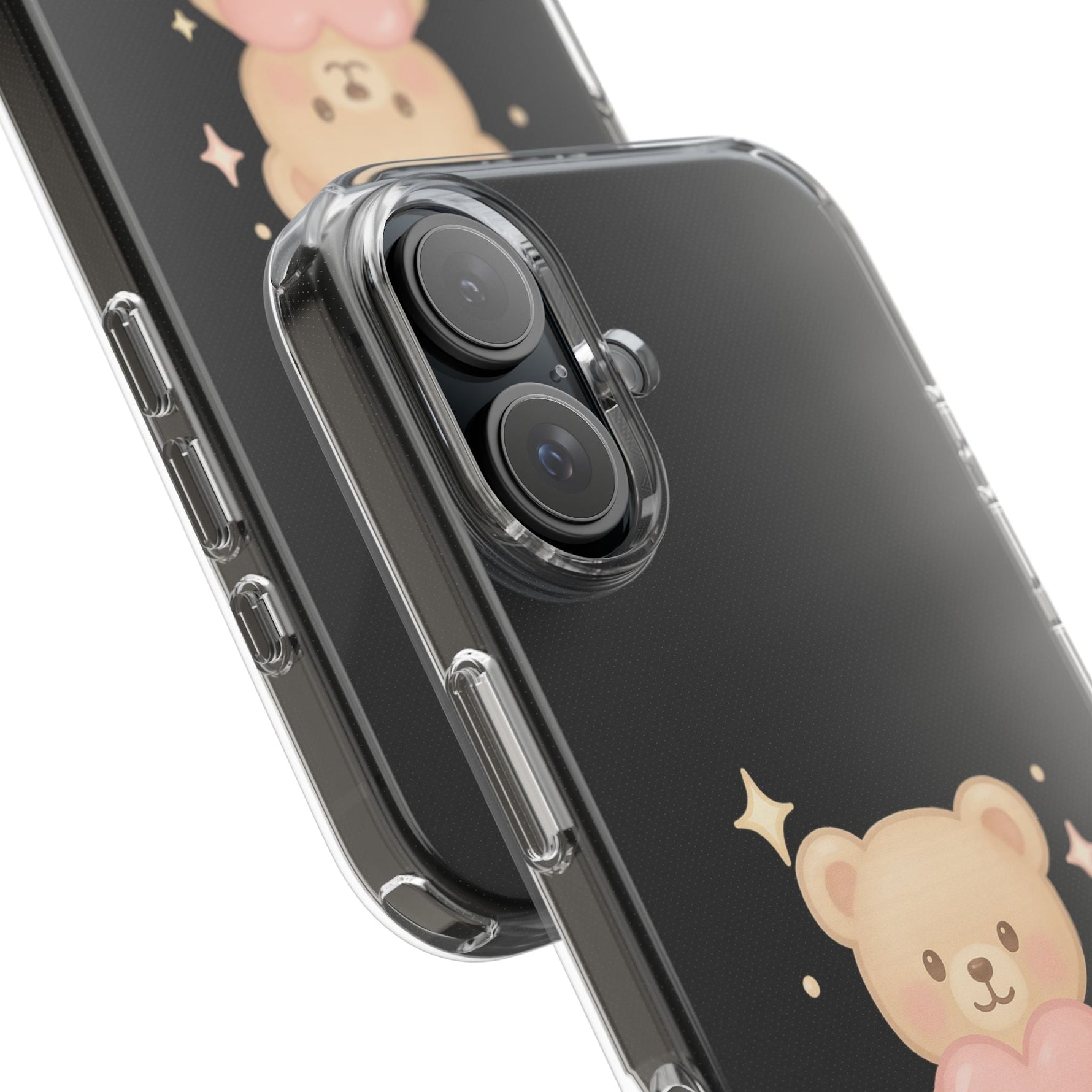 Romantic Teddy Bear Impact-Resistant iPhone Case with Heart Design  Shamo's