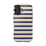 Navy & Cream Ribbed Holiday Sweater Design iPhone Case with MagSafe compatibility