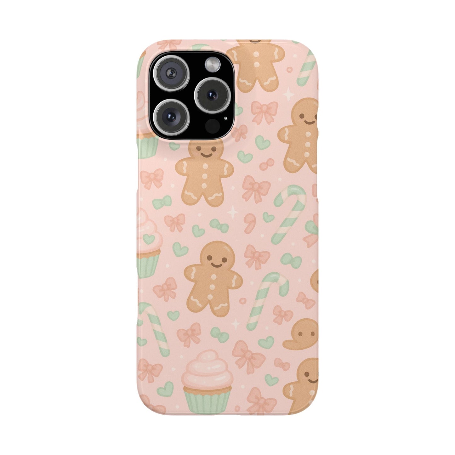 Gingerbread Holiday Slim iPhone Case — Cute Candy Cane & Cupcake Pattern