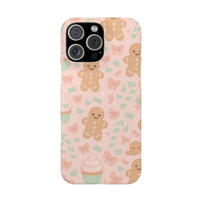 Gingerbread Holiday Slim iPhone Case — Cute Candy Cane & Cupcake Pattern