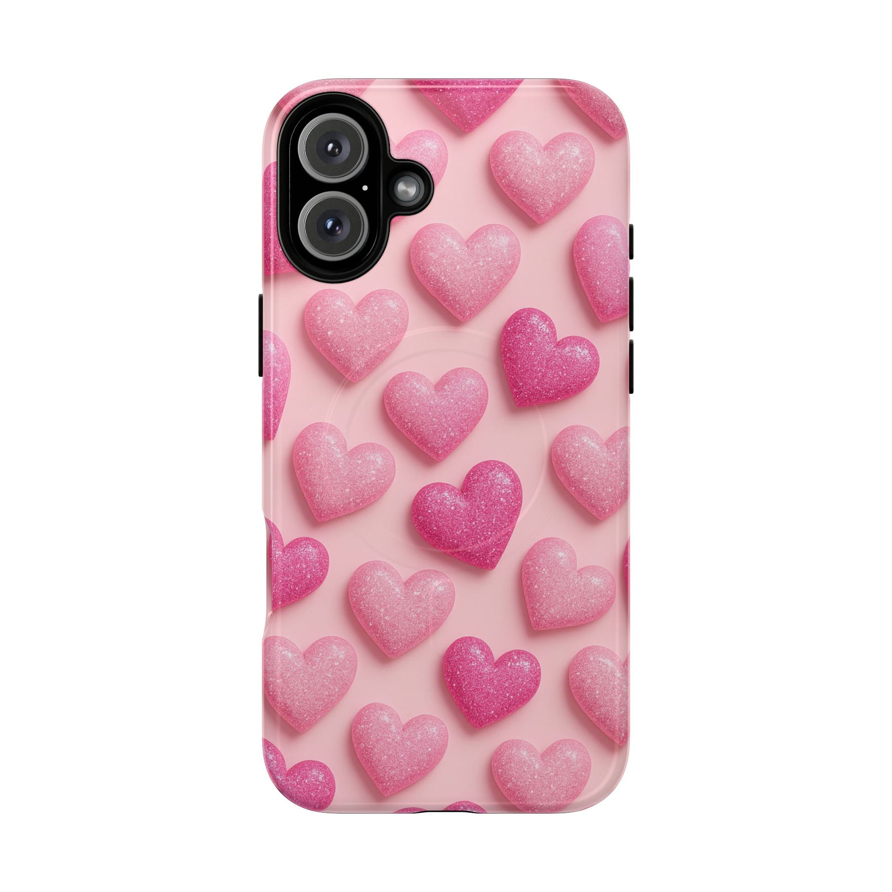 Barbiecore Glitter Hearts iPhone Case | MagSafe - Shamo's
