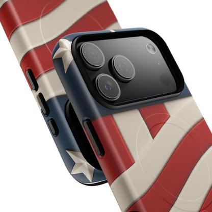 Patriotic iPhone Cases - MagSafe Tough American Flag Design