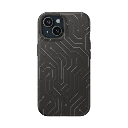 Black Circuit Board Design iPhone Case | MagSafe  Shamo's iPhone 15 / Matte
