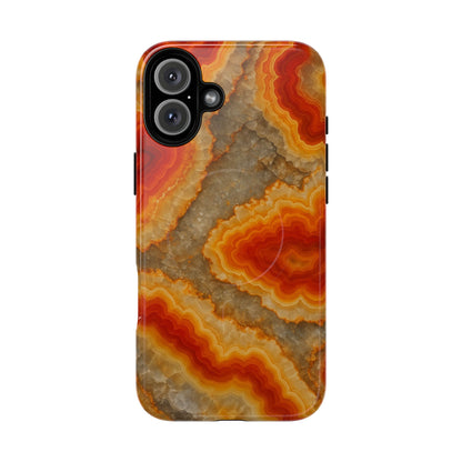 Agate Glow Marble iPhone Case Orange Geode Stone Design with MagSafe - Shamo's