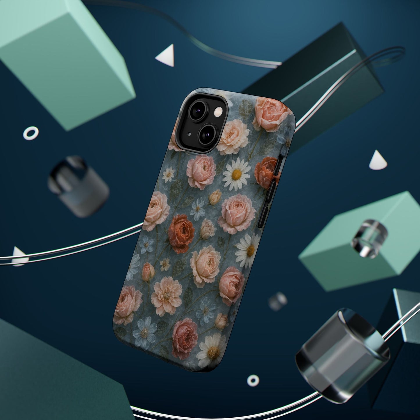 Frozen Floral Vintage Roses & Daisies iPhone Case with MagSafe compatibility  Shamo's