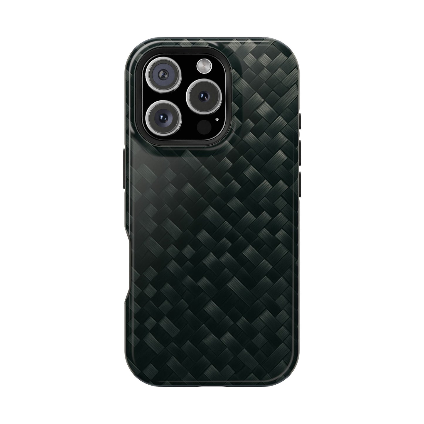 Dark Carbon Fiber Texture Magnetic Impact-Resistant iPhone Case | MagSafe compatible  Shamo's iPhone 16 Pro / Glossy