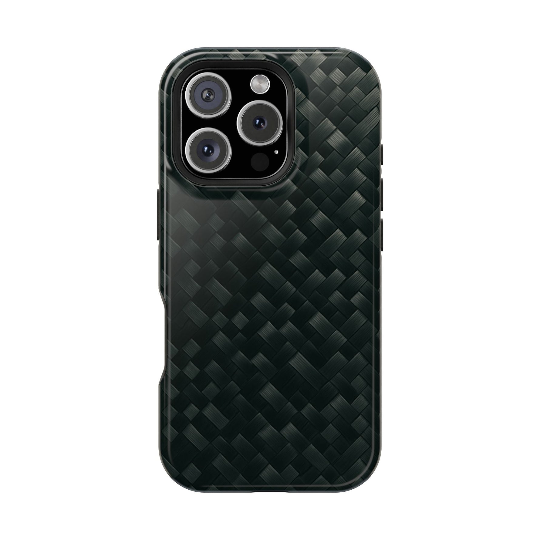 Dark Carbon Fiber Texture Magnetic Impact-Resistant iPhone Case | MagSafe compatible  Shamo's iPhone 16 Pro / Glossy