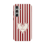 Funda personalizada a rayas — Diseño de corazón rojo y blanco (nombres personalizados)