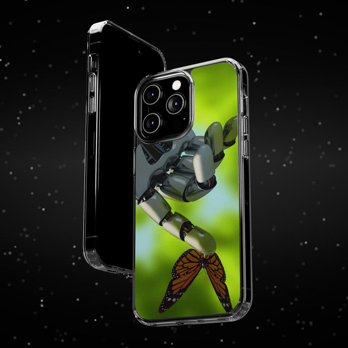 Clear Phone Cases with Robotic hand and Butterfly theme