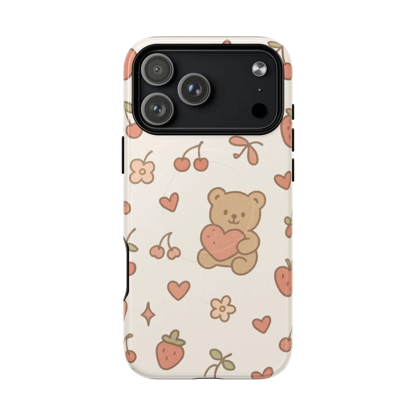 Teddy Berry Cozy Strawberry Pattern iPhone Case with MagSafe - Shamo's