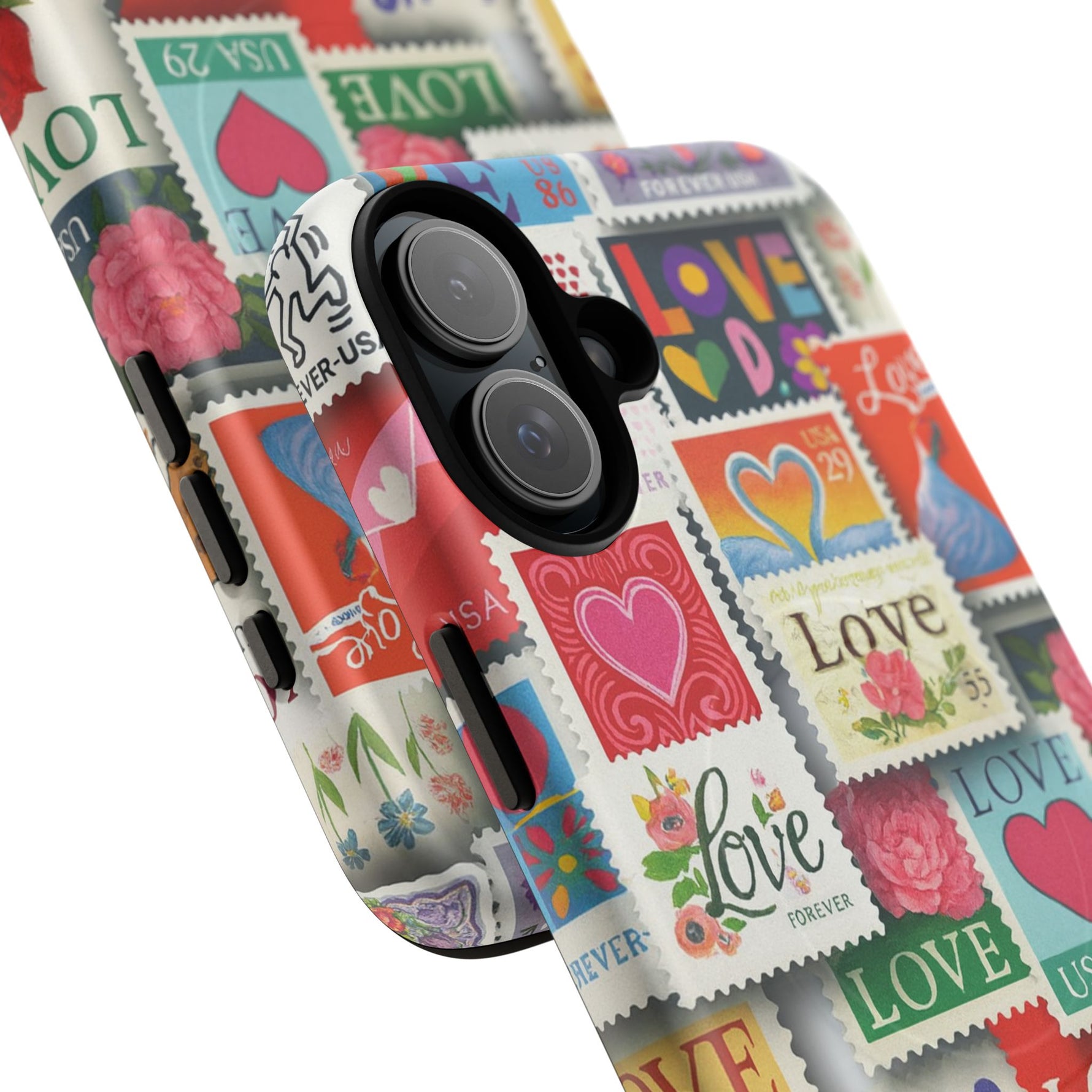 Vintage Romantic Love Stamp iPhone Case | Tough Protection + MagSafe