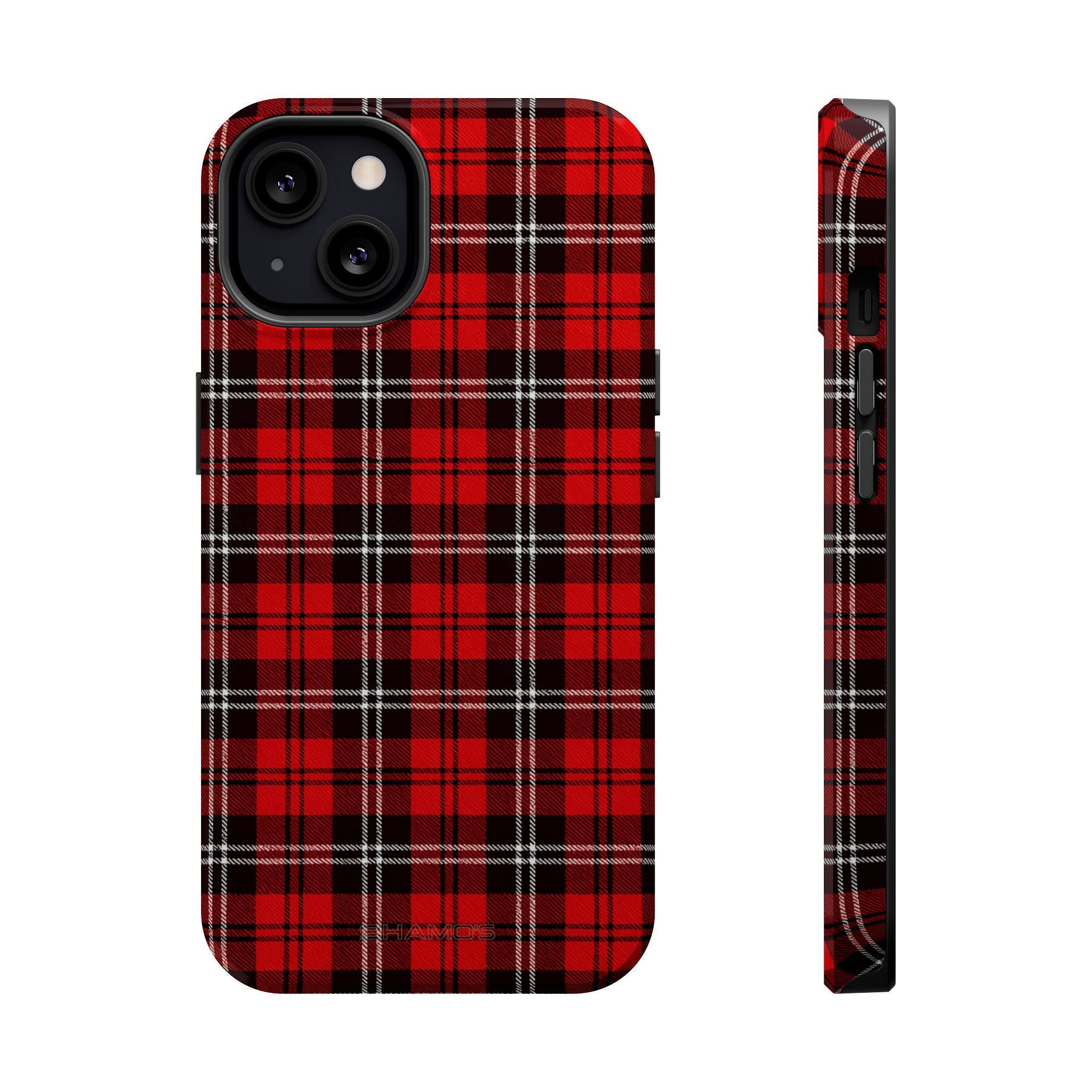 Red Tartan Plaid Impact-Resistant iPhone Case | MagSafe compatibility