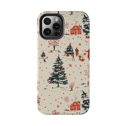 Winter Village Holiday Tough iPhone Case — Vintage Holidays & Snow Scene