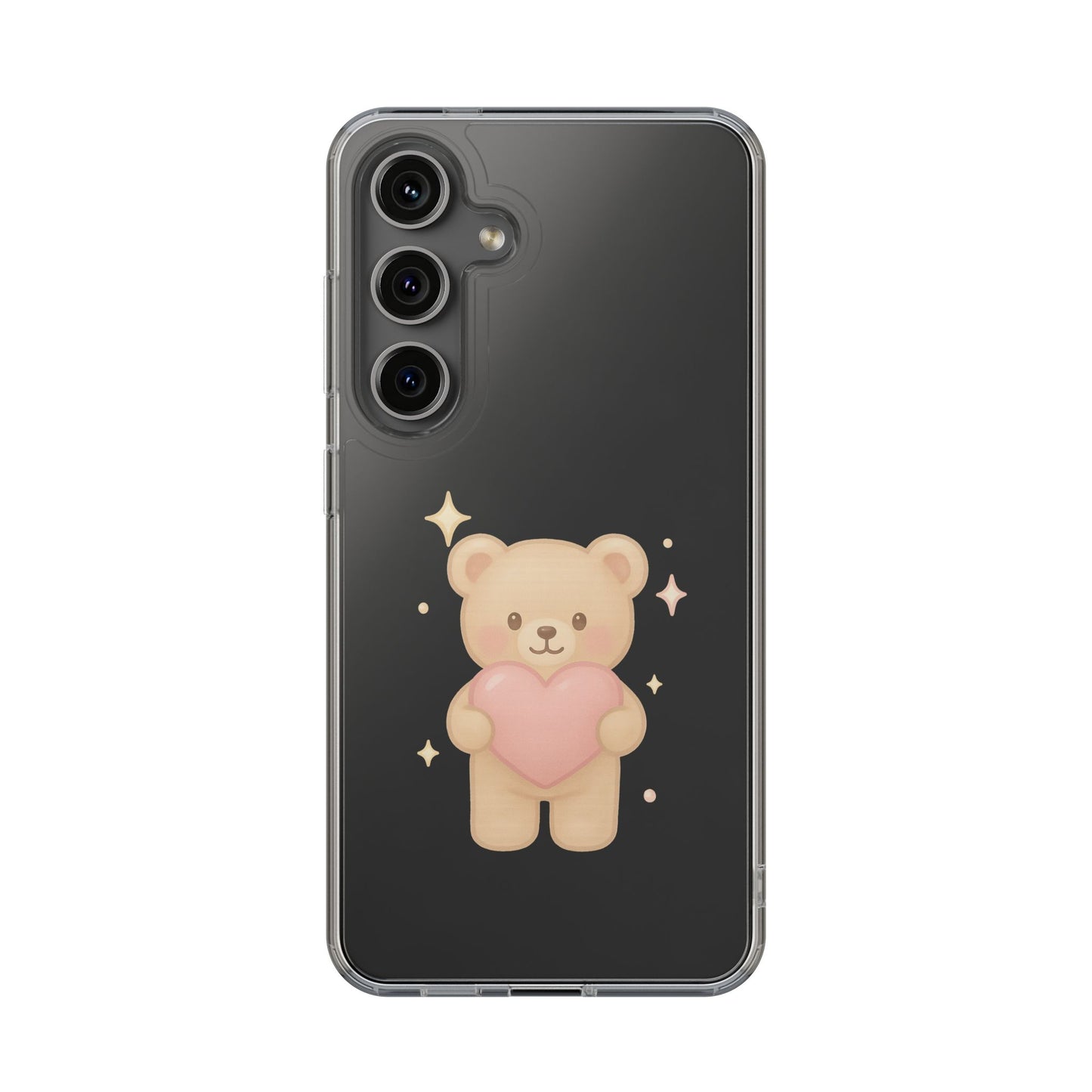 Romantic Teddy Bear Impact-Resistant iPhone Case with Heart Design