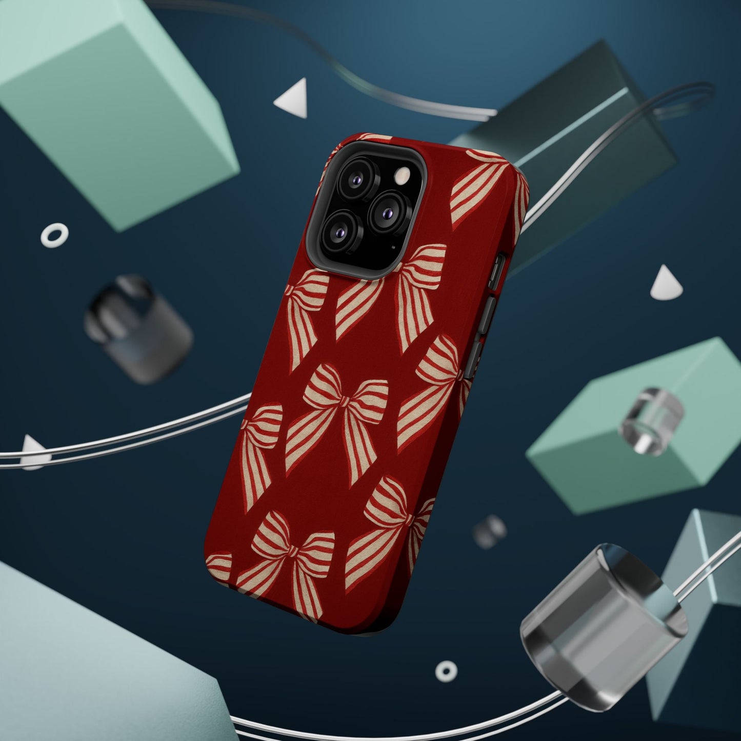 Holiday Red Bow iPhone Case — Impact‑Resistant iPhone Cover with MagSafe compatibility