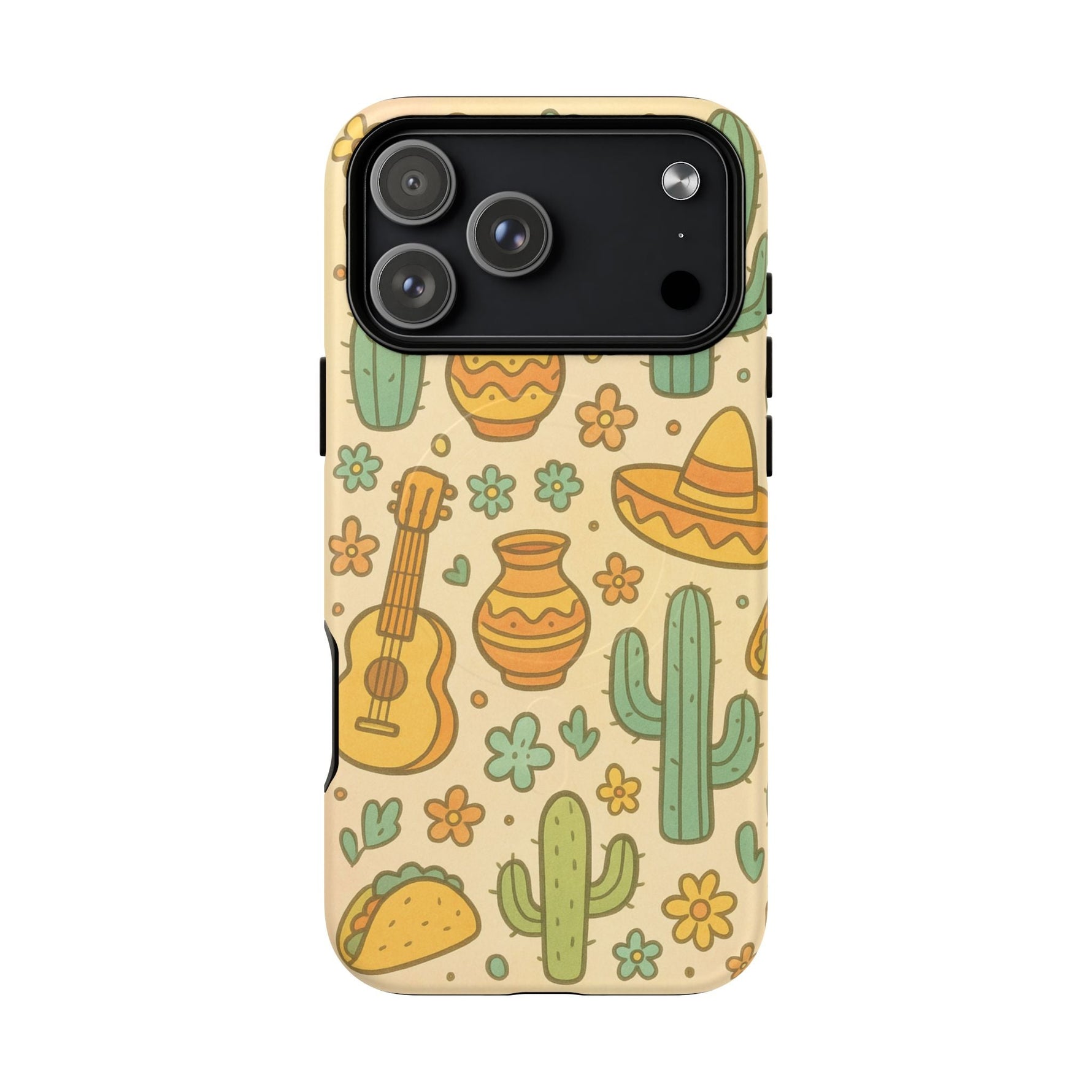 Mexico Hand-Drawn Cactus Pattern iPhone Case – Cute Desert Guitar & Sombrero Design | with MagSafe  Shamo's