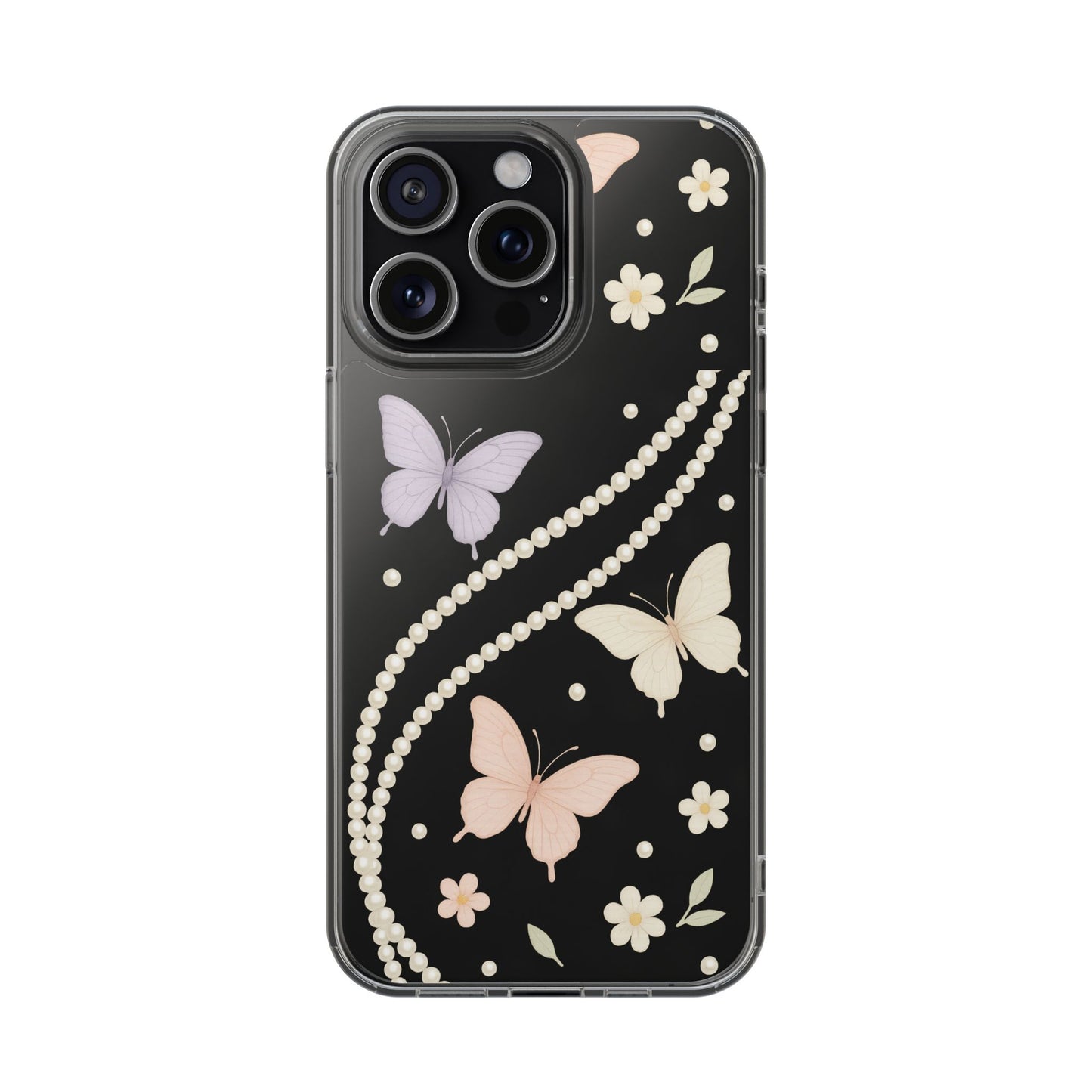 Butterfly Pearl Impact-Resistant Clear iPhone Case - Shamo's