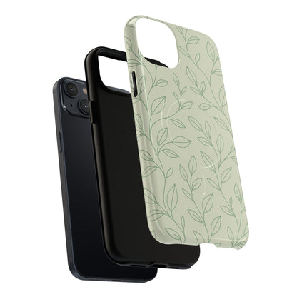 Sage Botanical Leaves Floral iPhone Case | MagSafe