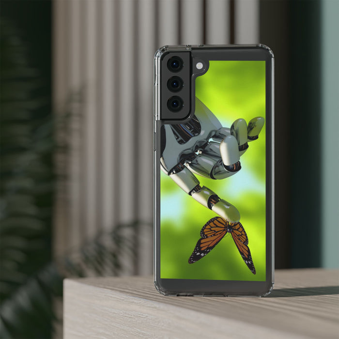 Clear Phone Cases with Robotic hand and Butterfly theme