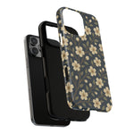 Navy Cherry Blossom Floral iPhone Case - Compatible with MagSafe - Shamo's