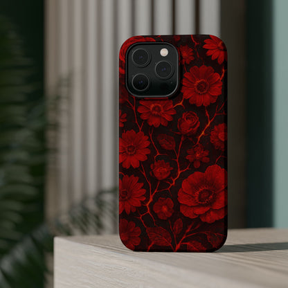 Melted Lava Dark Red Floral iPhone Case — MagSafe Compatible  Shamo's
