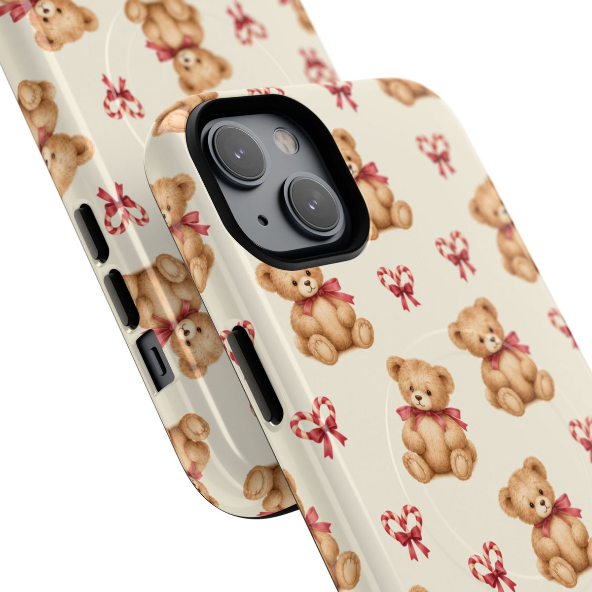 Coque iPhone Ourson des fêtes et sucres d’orge en forme de cœur avec MagSafe