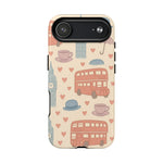 London Icons Hand-Drawn iPhone Case — Cute Double-Decker Bus & Big Ben Pattern with MagSafe compatibility  Shamo's iPhone 17 Air / Matte