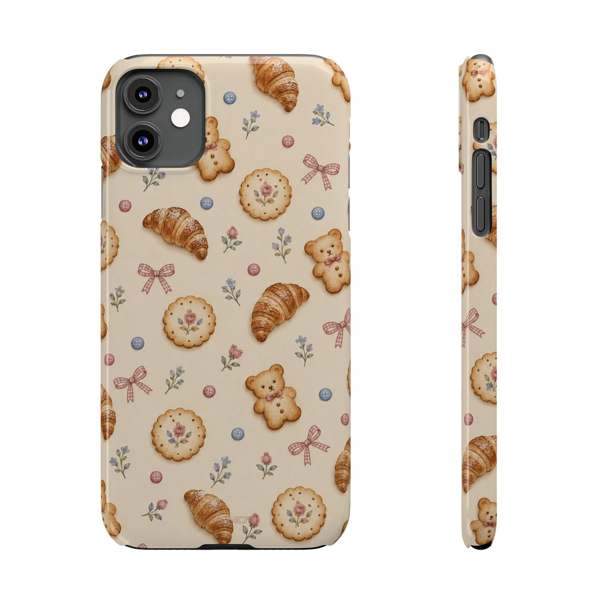Slanke iPhone-hoes — knus bak- en teddybeerpatroon (recept, hert, knopen)