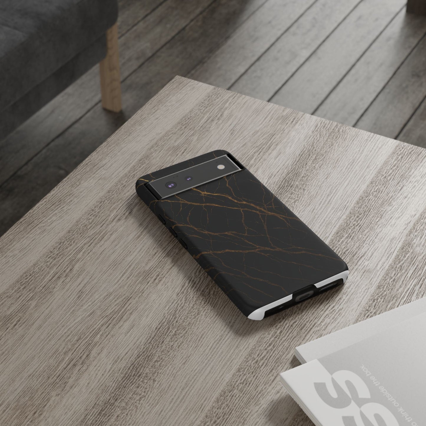 Black Marble Tough iPhone Case