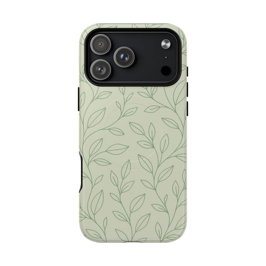 Sage Botanical Leaves Floral iPhone Case | MagSafe
