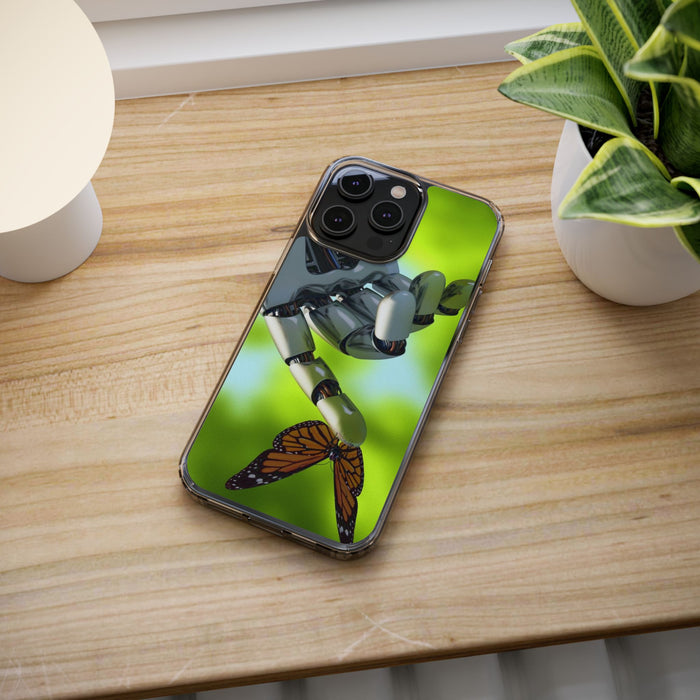 Clear Phone Cases with Robotic hand and Butterfly theme