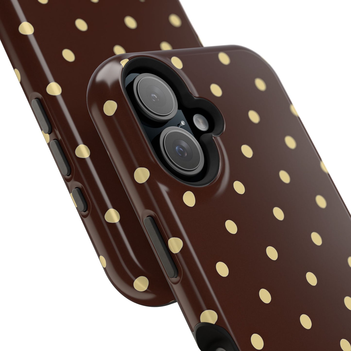 Polka Dot iPhone Case — Brown & Cream Protective Cover with MagSafe compatibility