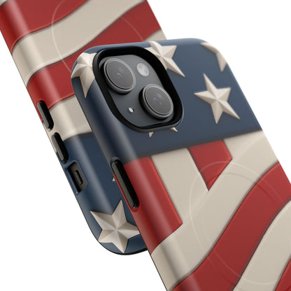 Patriotic iPhone Cases - MagSafe Tough American Flag Design