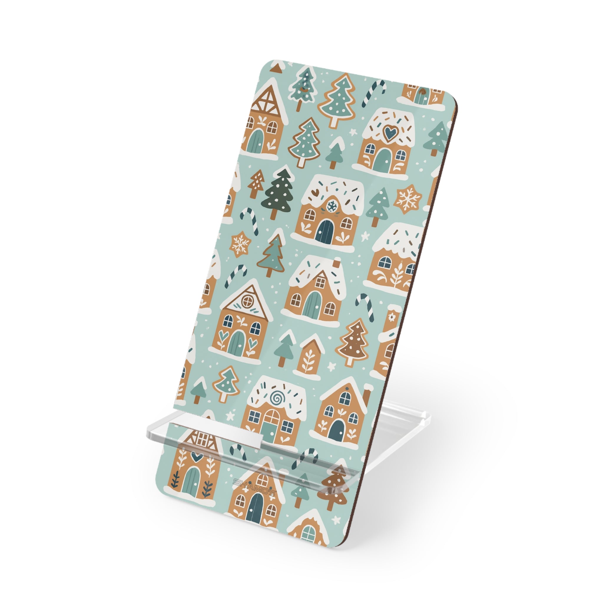 Festive Gingerbread Village Phone Stand — Holiday Smartphone Dock