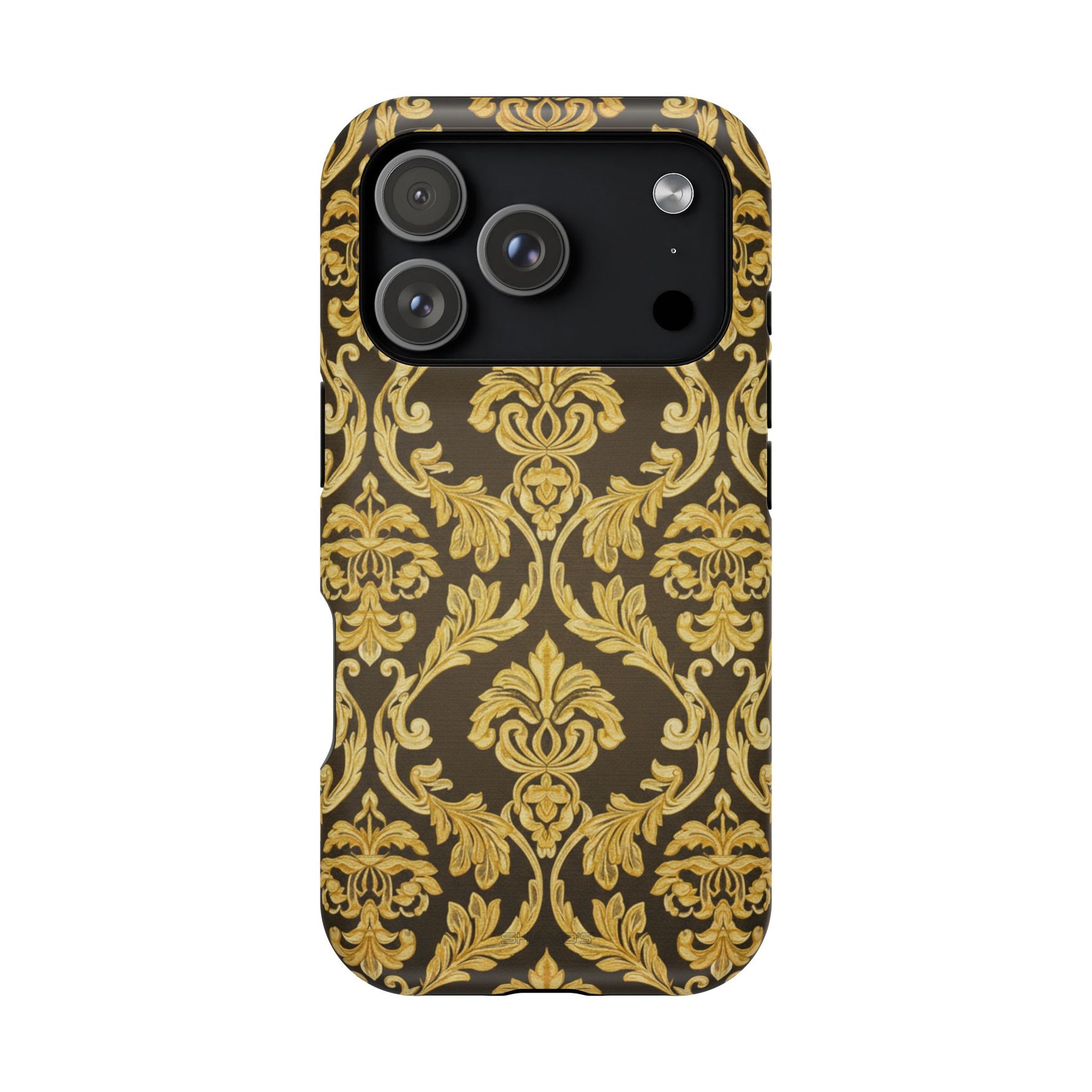 Gold Damask Magnetic Impact-Resistant iPhone Case with MagSafe Compatibility