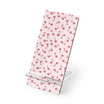 Floral Foldable Phone Stand — Pink Rose Pattern Mobile Display